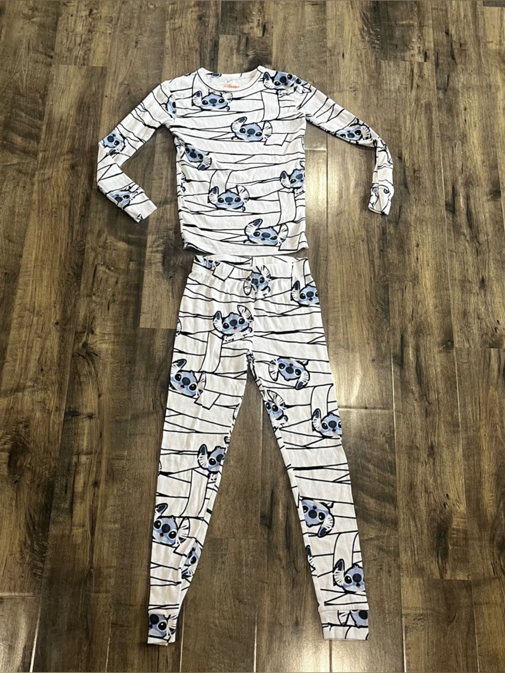 Disney Stitch Halloween Mummy Sleep Set Kids Size 10 Long Sleeve Pajama